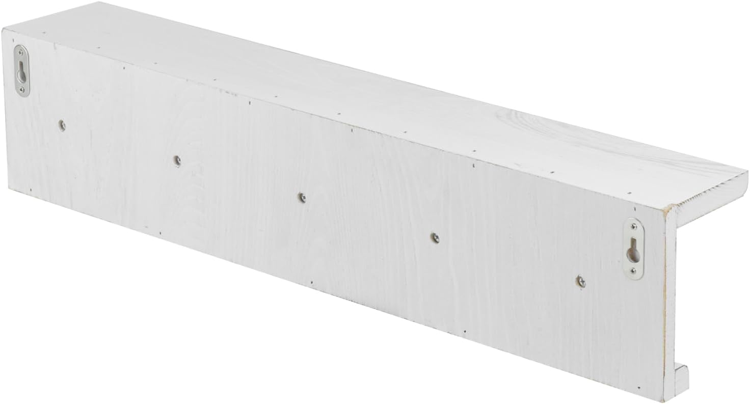 MyGift Wall Mounted 5 Hook Vintage White Wood Bathroom Shelf Towel Rack