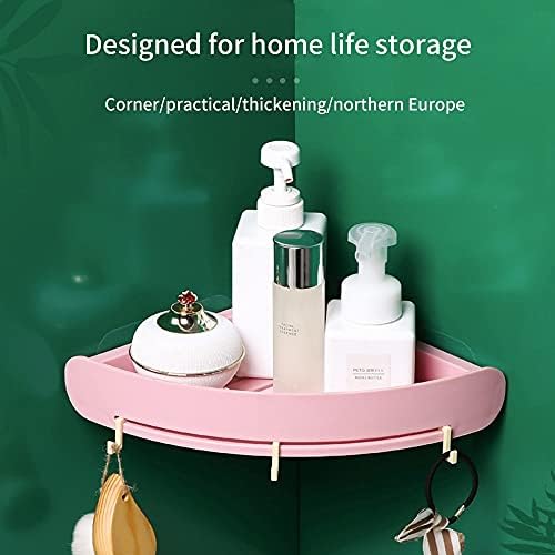 ZTBH Bathroom Corner Shelf with 3pcs Pink Shower Holder