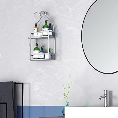Meangood Silver Shower Caddy Organizer with Hooks