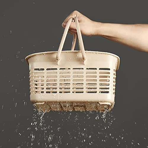 Alink Plastic Shower Caddy Basket with Handle Khaki