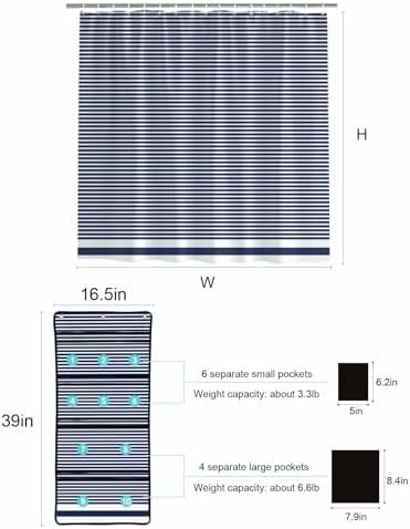Shower Curtain Organizer Set with 10 Pockets and Waterproof Design