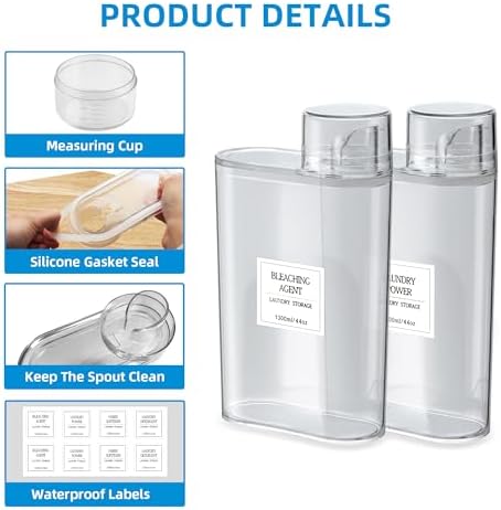 3 Pack Laundry Powder Container and Dryer Sheet Holder Organized Storage Drawer with Labels