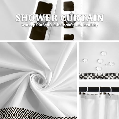 AOFOTO Bohemian Shower Curtain with Tassels and Hooks 59x70 Inches