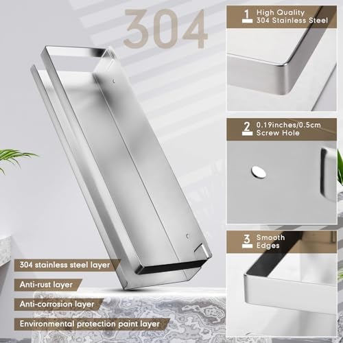 Lallisa 2 Piece Stainless Steel Floating Shower Caddy with Storage