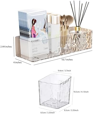 4 Pack Clear Wall Mounted Bathroom Caddy Organizer with Adhesive