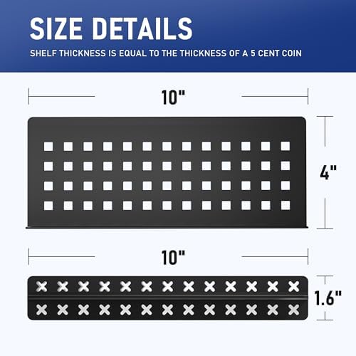 Bernkot Floating Shower Shelf 10 Inch Matte Black 304 Stainless Steel Recessed Wall Shelf for Lavatory Bath Accessories