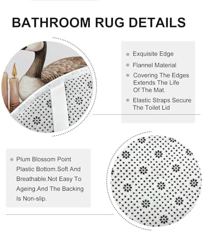 DESIHOM 4PCS Fall Goose Shower Curtain Set with Non-Slip Rug and Toilet Lid Cover Mat