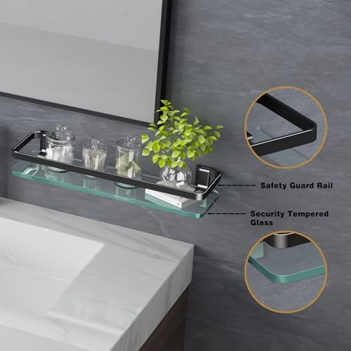 VOLPONE 3 Tier Black Bathroom Wall Shelf