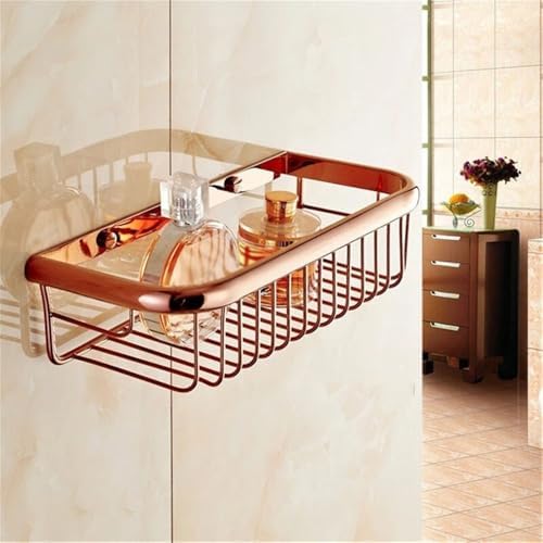 Stylish Rose Gold Copper Shower Caddy with Storage