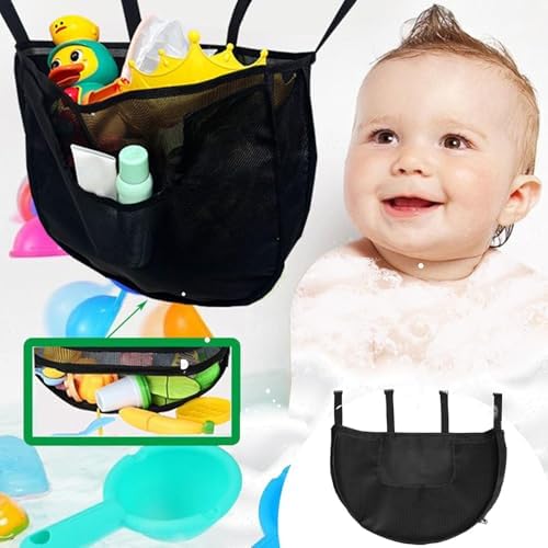 Mesh Bath Toy Organizer with 4 Hooks and Side Pockets