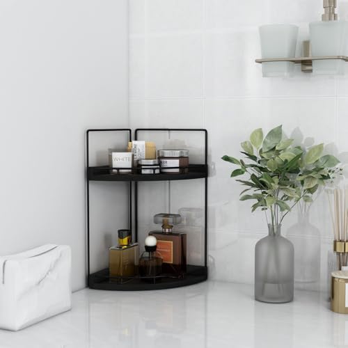 Dorhors 2 Tier Bathroom Organizer Shelf Black