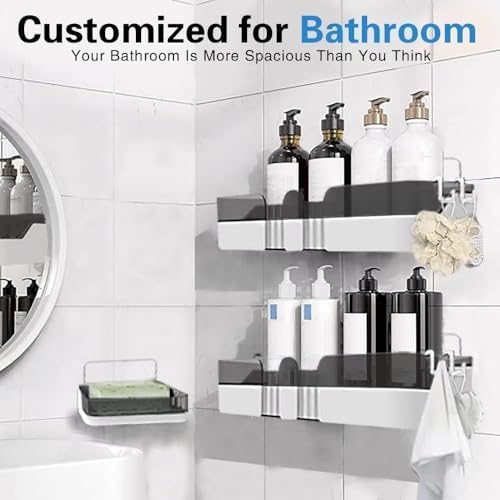 2-Pack Shower Caddy with Soap Dish and Hooks