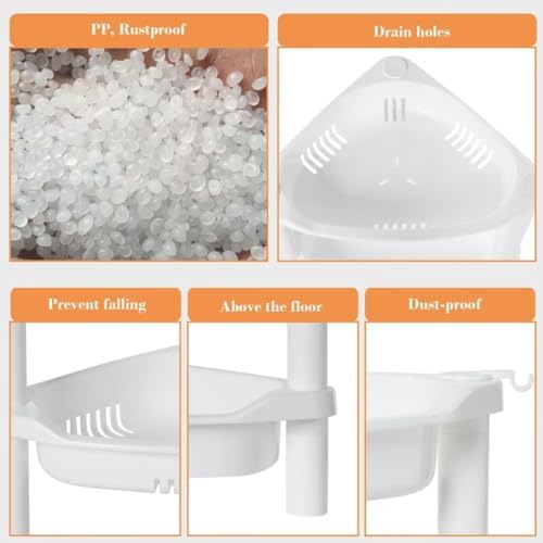 ELYKEN 4 Tier Shower Caddy Organizer Shelf Corner White