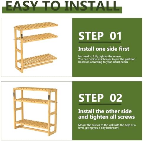 Galood 3 Tier Bamboo Wall Shelf Organizer Yellow