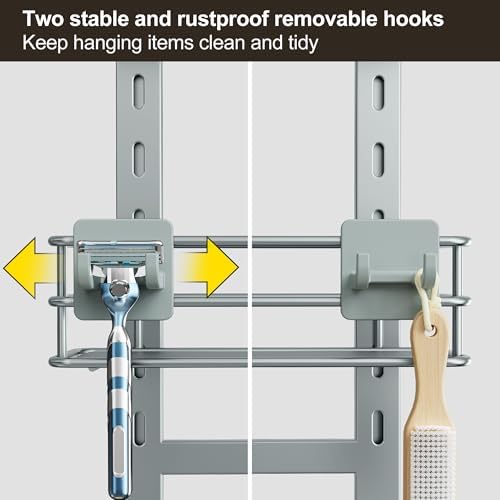 Orimade Adjustable Anti-slip Shower Caddy Overhead with 2 Razor Hooks