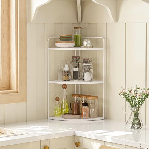White Corner Counter Organizer for Bathroom