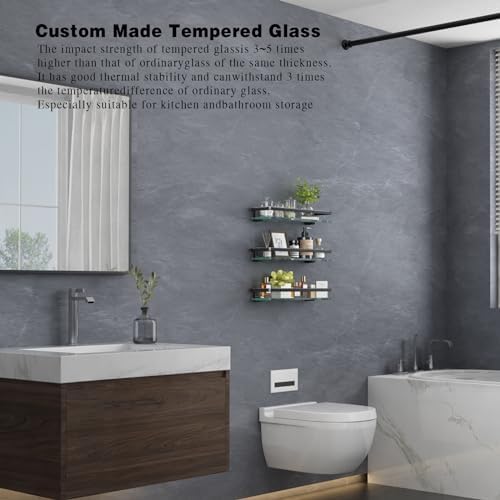 VOLPONE 3 Tier Black Bathroom Wall Shelf