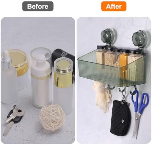 Uxcell Suction Cup Shower Caddy with Hooks Green