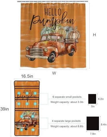 Hello Pumpkin Shower Curtain with Organizer Set