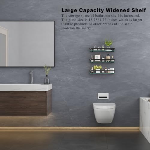 VOLPONE 3 Tier Black Bathroom Wall Shelf
