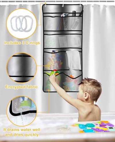 ZFUNCING Shower Curtain Organizer Set with 10 Pockets