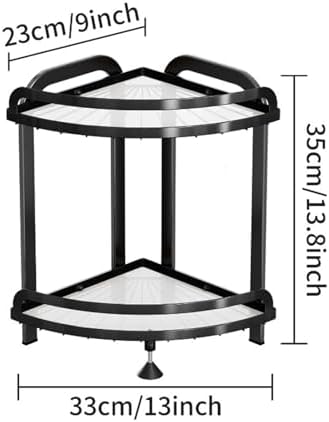 Sturdy Corner Bookshelf 2 Tier Iron Shower Organizer Stand Black
