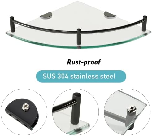 WAKLOND 2-Tier Glass Corner Shelf Wall Mounted
