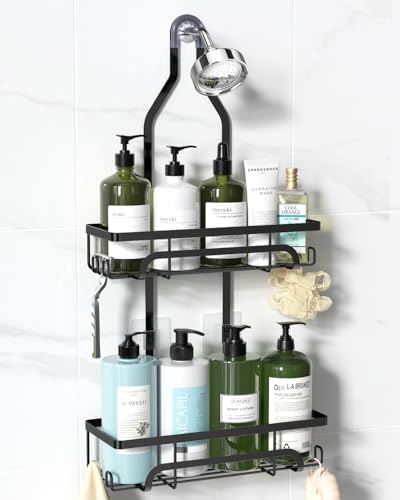 YASONIC Shower Caddy Hanging Organizer with 12 Hooks for Razors and Bath Supplies