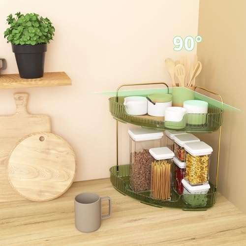 Acrylic Corner Bathroom Tray Organizer Green