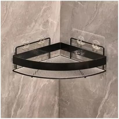 Non Drill Black Shower Caddy with Metal Frame