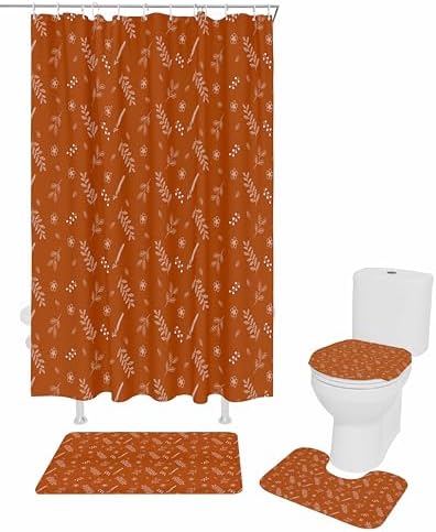Thanksgiving Wild Flower Shower Curtain Set 4 Pcs
