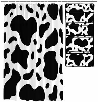 ZFUNCING Shower Curtain Set with Hooks and Organizer 1