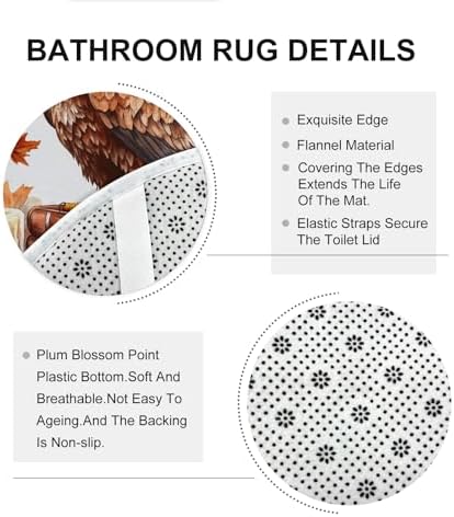 DESIHOM 4PCS Fall Eagle Bird Shower Curtain Set with Non-Slip Rug and 12 Hooks
