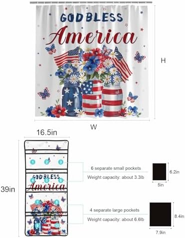 ZFUNCING Watercolor Flower Flag Shower Curtain Set