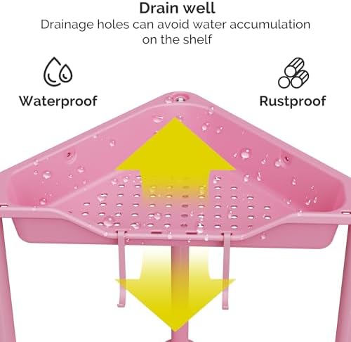 Orimade Rustproof 5 Tier Corner Shower Caddy Organizer Pink