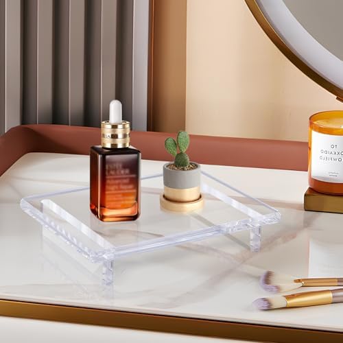 2 Pack Acrylic Pedestal Tray for Bathroom and Kitchen Countertops