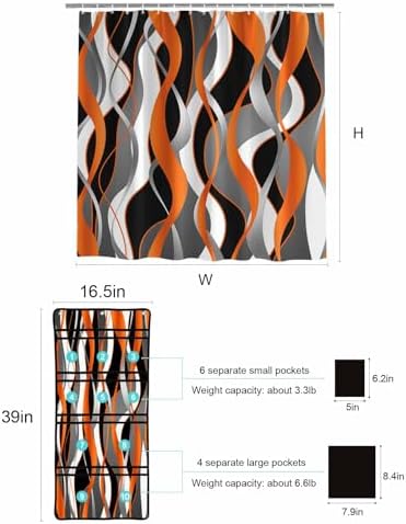 ZFUNCING Shower Curtain Organizer Set with 10 Pockets 1