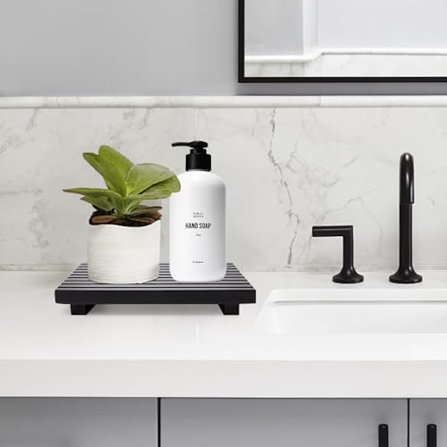 Renawe Waterproof Bathroom Soap Dispenser Holder Wood Pedestal Stand