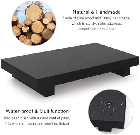 Ayiaren Black Wood Soap Dispenser Holder Organizer