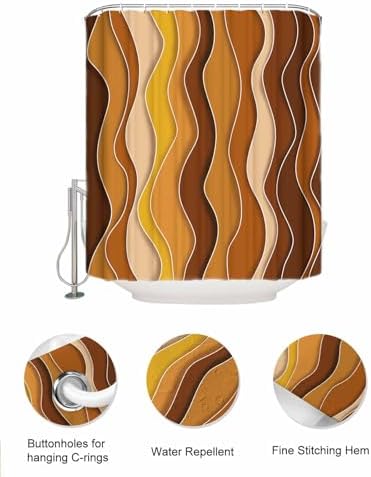 Modern Orange Gradient Shower Curtain with 10 Pocket Organizer Set