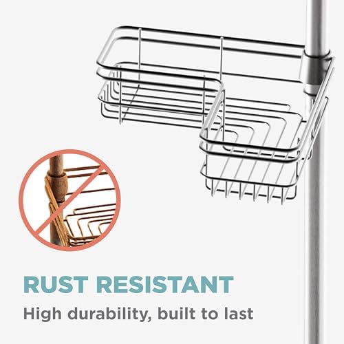 Zenna Home Tension Pole Shower Caddy with 4 Baskets and Hooks