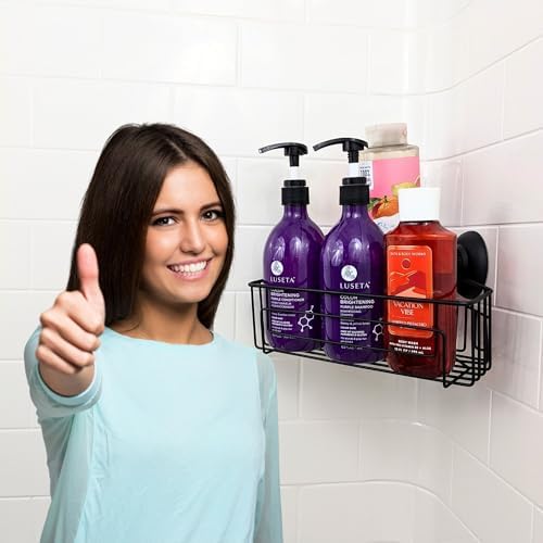 Gecko-Loc Corner Shower Caddy Organizer - Black