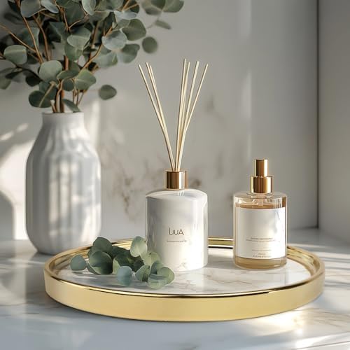 Vanity Perfume Round Decorative Storage Tray - White Organizer for Bathroom and Bedroom