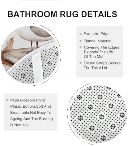DESIHOM 4PCS Fall Seagull Bird Shower Curtain Set with Non-Slip Rug and Toilet Lid Cover Mat