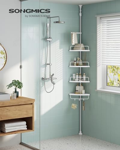 SONGMICS Corner Shower Caddy Tension Pole 4 Tier Adjustable 1