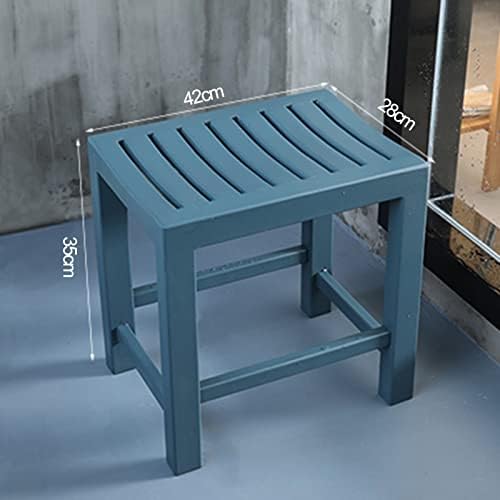 Portable Wooden Shower Bench Seat with Storage Shelf