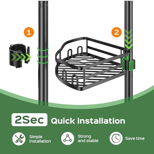 HAMITOR Shower Caddy Tension Pole - 4-Tier Black