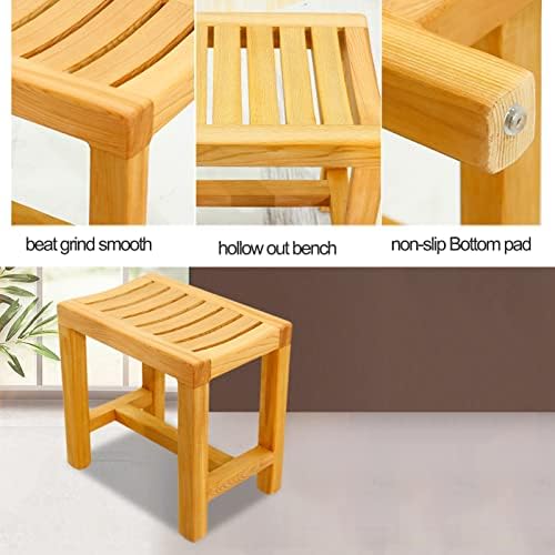 2-Tier Wood Bathroom Stool with Storage Shelf