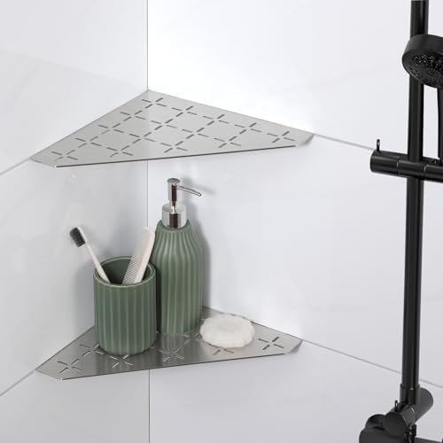 Recessed Corner Shower Shelf 2 Pack Cross-Brushed Stainless Steel