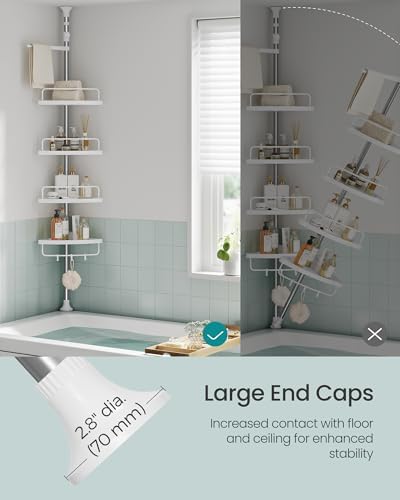 SONGMICS Corner Shower Caddy Tension Pole 4 Tier Adjustable 1